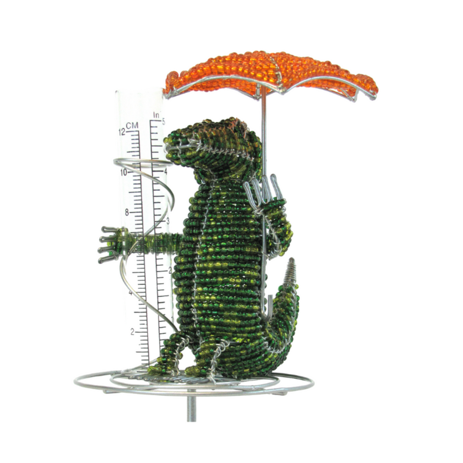 Handmade Gator Rain Gauge – Haitian Artisan Outdoor Garden Décor